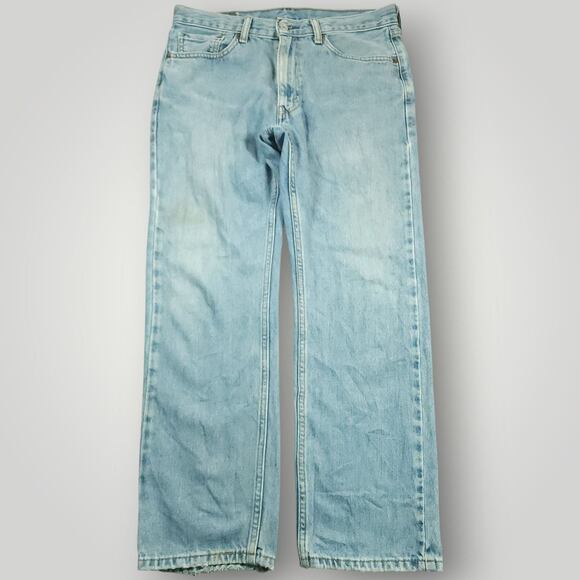 Levi's 505 Jeans Mens 32x29 Baggy Straight Leg Distressed Workwear Light Wash - Picture 1 of 8